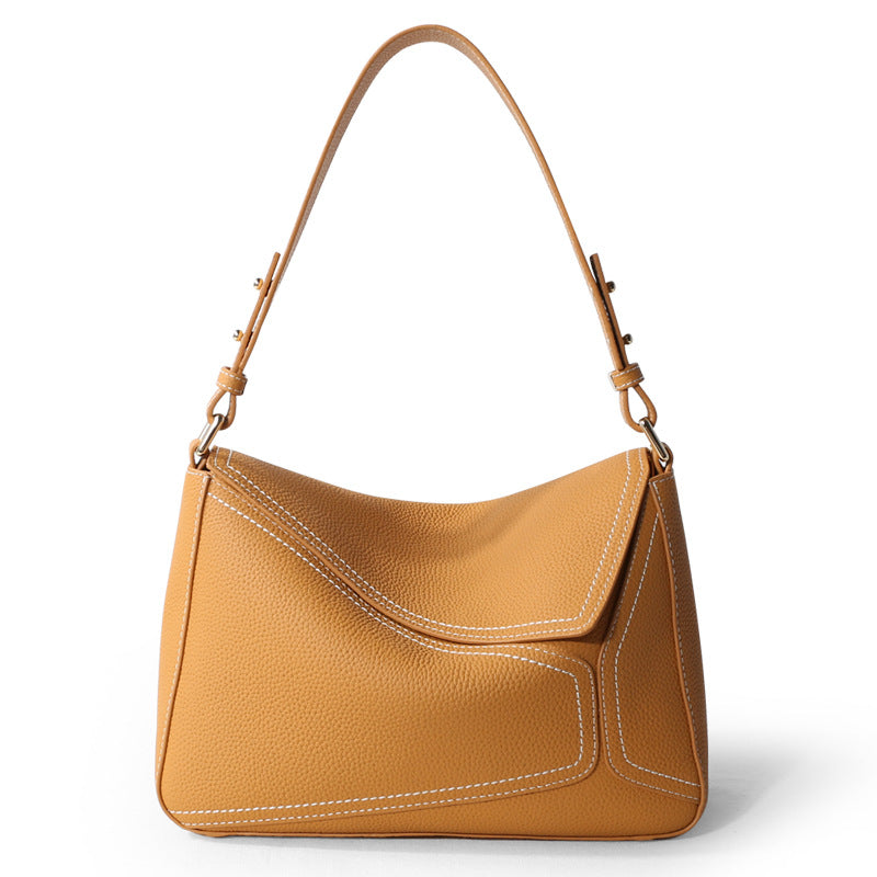 June Plum London Bank Biscuit leather bag — front view