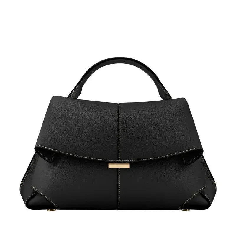 June Plum London Strand Black leather bag — front view